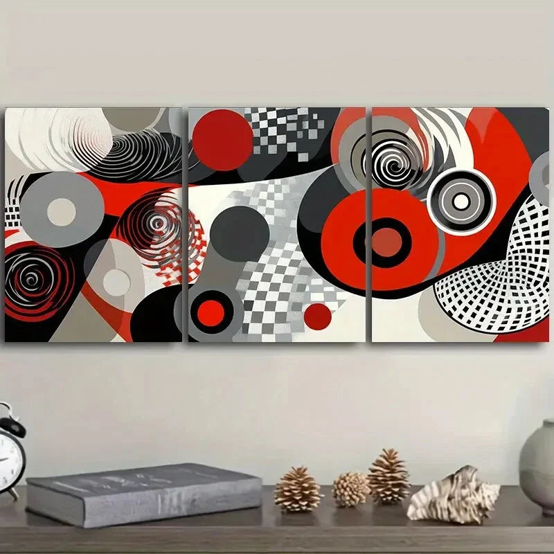 3pcs Spiral of gray shadows Wall Art Set Canvas Framed 40x60cm - High Quality Print 100% Australian Made Wall Canvas Ready to Hang