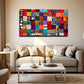 Vibrant Bohemian Style Large Wall Art Canvas Office Home Room Framed 80x45cm