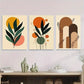 3pcs Modern Abstract Leaf Geometric Shapes Metal Print Ready to Hang Art