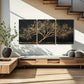 3pcs Golden Tree with Sparkling Leaves Metal Print Ready to Hang Art