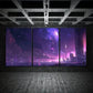 3pcs Thunderstorm Night Cityscape Urban Metal Print Ready to Hang Art