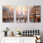 3pcs Vintage Parisian Street Scene with Romantic Metal Print Ready to Hang Art