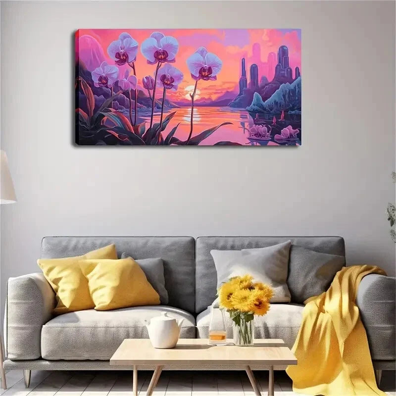A Dreamy Pale Purple Petals Wall Art Canvas Office Home Room Framed 80x45cm