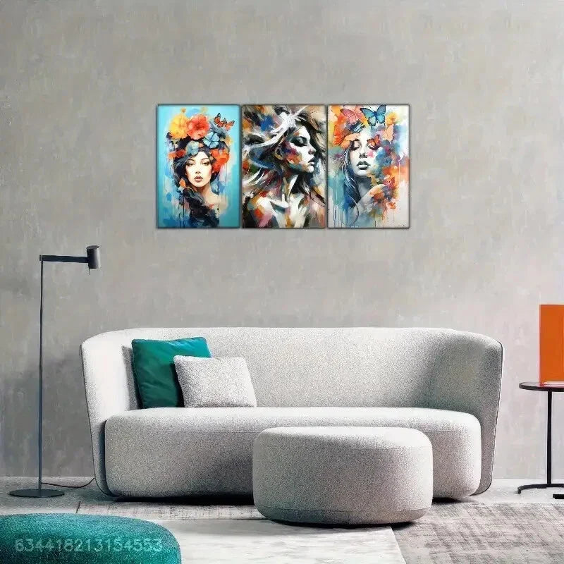 3pcs Urban Living Artistic Expression Beauty Metal Print Ready to Hang Art