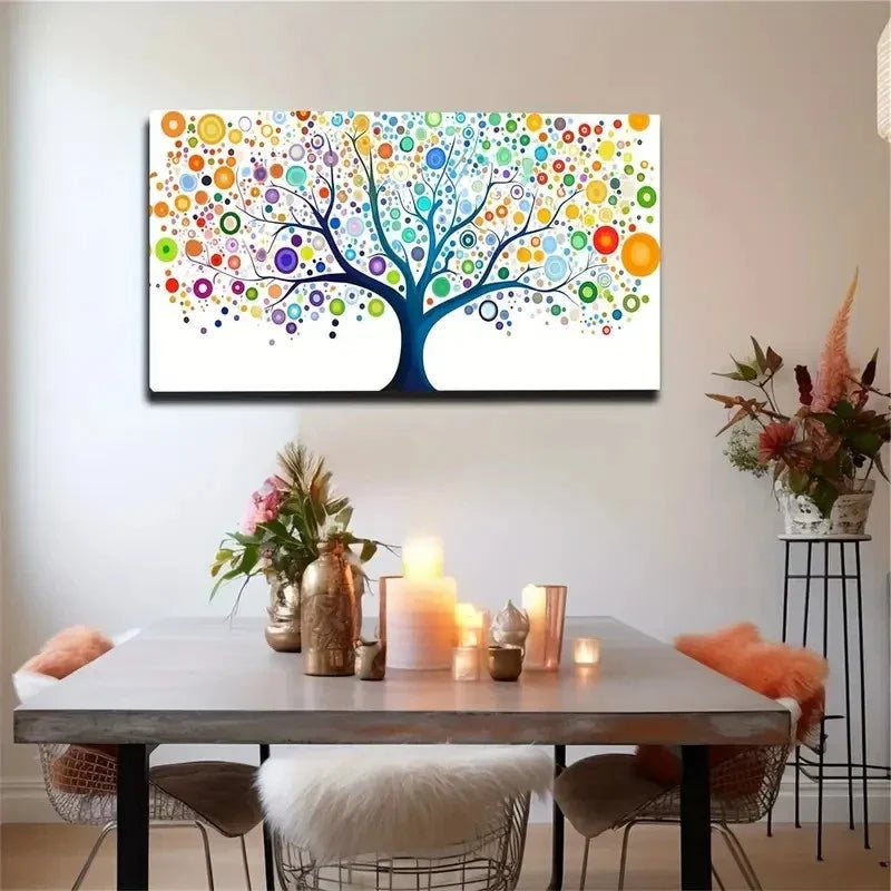 Abstract Colorful Tree Wall Art Canvas Office Home Room Framed 80x45cm