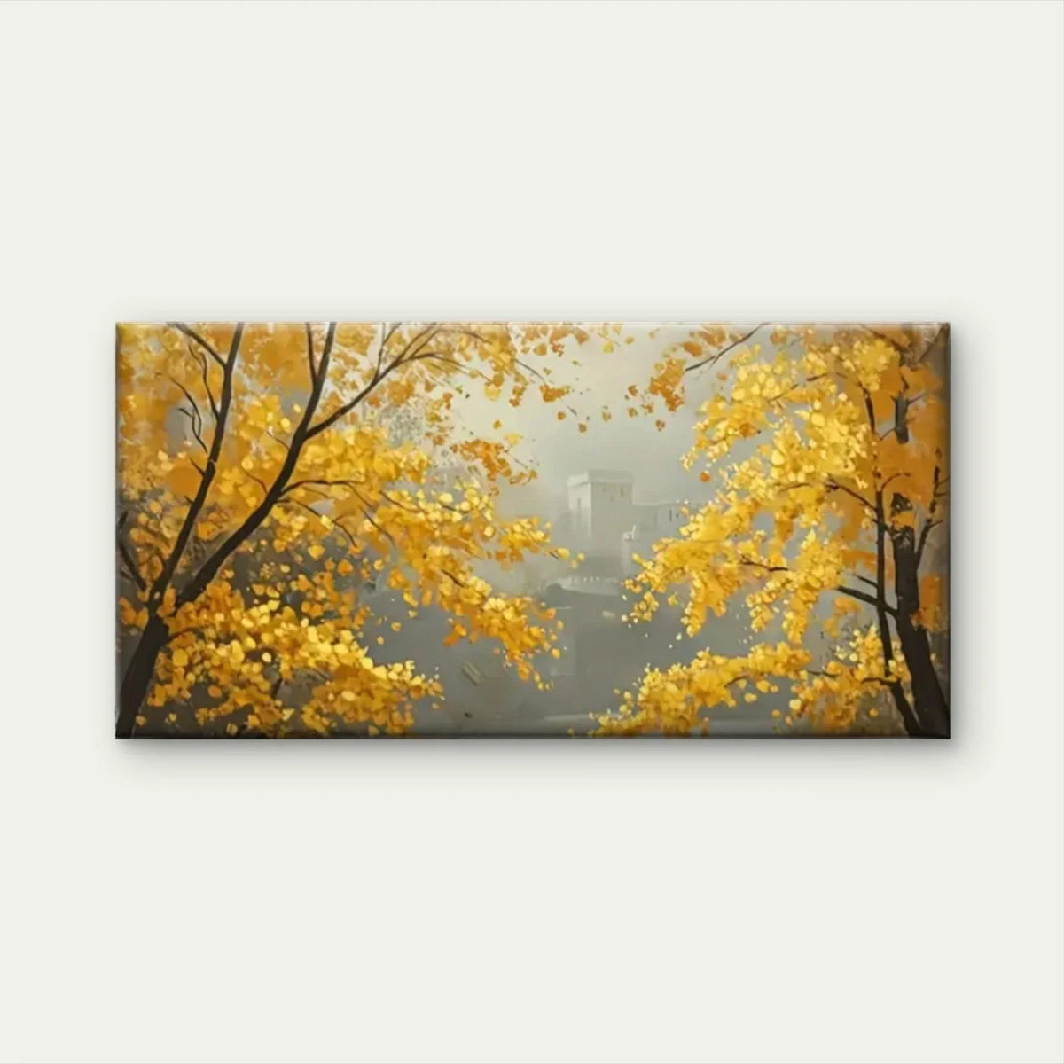 Yellow Trees Forest Wall Art Canvas Office Home Room Framed 80x45cm