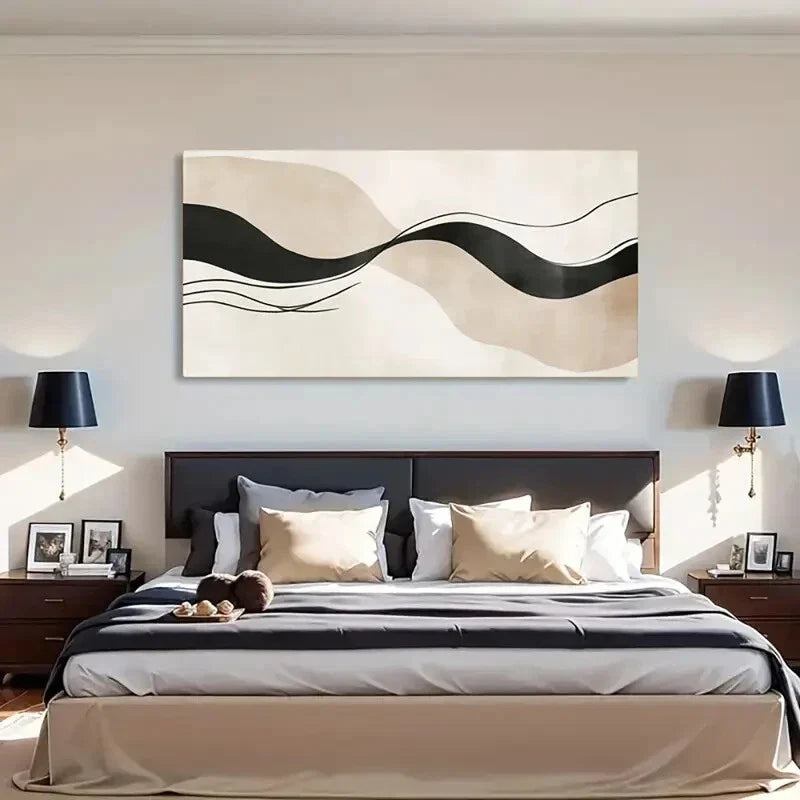 Bold Lines & Minimalist Design Wall Art Canvas Office Home Room Framed 120x60cm