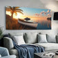 Cloudy Sunset Canoe Lake wall canvas office home room framed 120x60cm