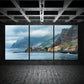 3pcs Coastal Seaside Village Scenery Metal Print Ready to Hang Art