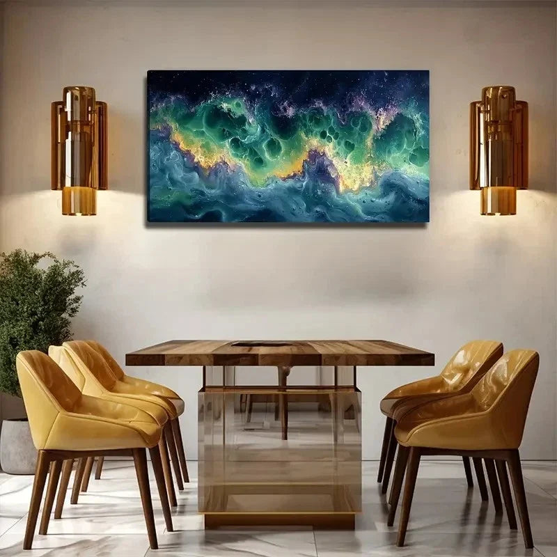 Abstract Wave Painting Wall Art Canvas Office Home Room Framed 80x45cm
