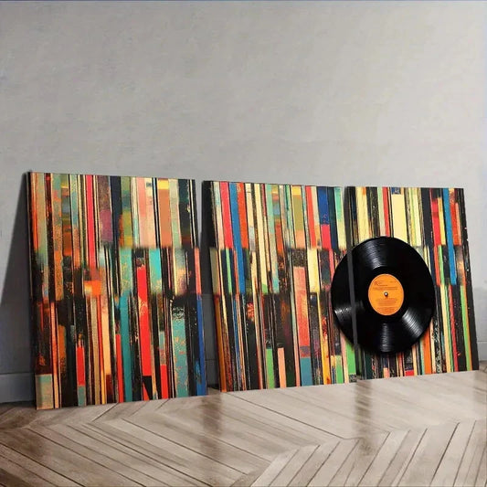 3pcs Inspired by Music on Vinyl  Wall Art Set Canvas Framed 40x60cm - High Quality Print 100% Australian Made Wall Canvas Ready to Hang