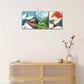 3pcs Train and Mountains Beautiful Scenery Metal Print Ready to Hang Art