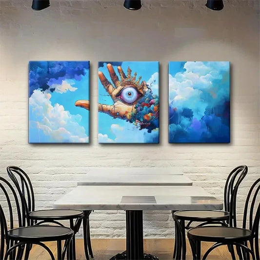 3pcs Mystical Hand & Eye Surreal Vision Perfect Wall Art Set Canvas Framed 40x60cm - High Quality Print 100% Australian Made Wall Canvas Ready to Hang