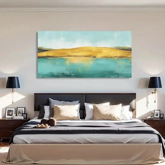 Serene Lake & Mountain Vintage Wall Art Canvas Office Home Room Framed 120x60cm