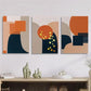 3pcs Geometric Shape Art Golden Dots Illustration Metal Print Ready to Hang Art