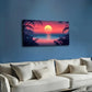 A Bright Red Sun Over The Sea Wall Art Canvas Office Home Room Framed 120x60cm