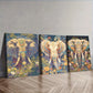 3pcss Featuring An Elephant With Floral Designs Wall Art Set Canvas Framed 40x60cm - High Quality Print 100% Australian Made Wall Canvas Ready to Hang