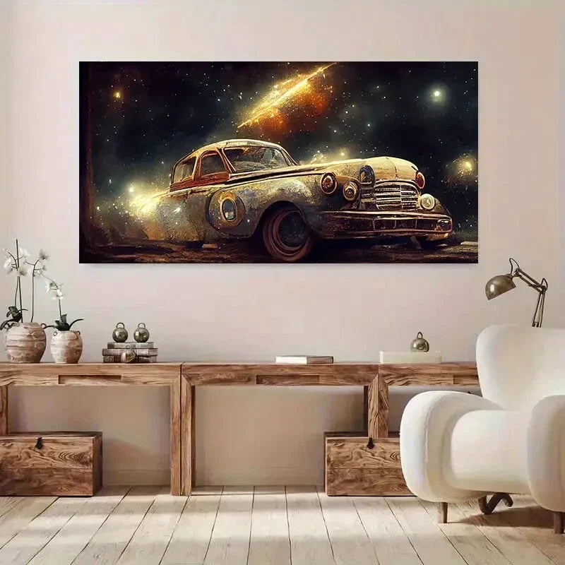 Modern Winter Starry Car wall canvas office home room framed 120x60cm