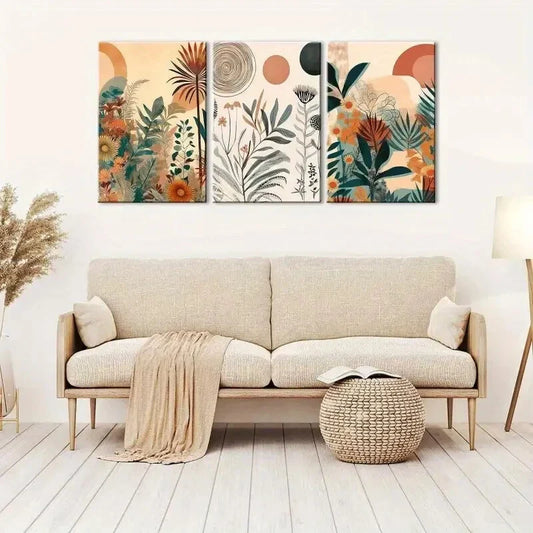 3pcs Vibrant Floral & Foliage Designs Metal Print Ready to Hang Art