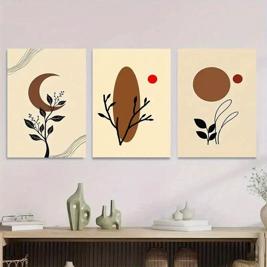 3pcs Modern Abstract Nature Inspired Design Metal Print Ready to Hang Art