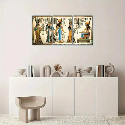3pcs Egyptian Eye of Horus Ancient Egyptian Mural Metal Print Ready to Hang Art