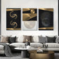 3pcs  Elegant Black & Golden Geometric  Metal Print Ready to Hang Art