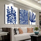 3pcs Vibrant Blue Abstract & Floral Canvas Framed 40x60cm - High Quality Print 100% Australian Made Wall Canvas Ready to Hang