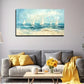 Tranquil Blue Sea With White Wall Art canvas office home room framed 120x60cm