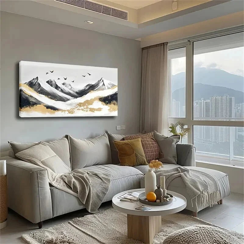 Majestic Snow-Capped Mountains Wall Art Canvas Office Home Room Framed 120x60cm