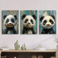 3pcs Cute panda imitation wood board Metal Print Ready to Hang Art