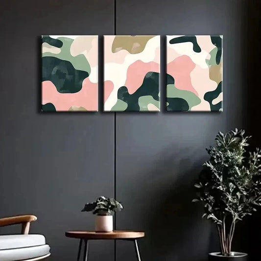 3pcs Soft Abstract Shape Decorative Painting Wall Art Set Canvas Framed 40x60cm - High Quality Print 100% Australian Made Wall Canvas Ready to Hang