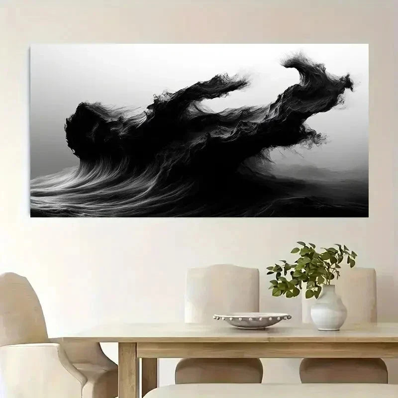 Black And White Modern Wall Art Canvas Office Home Room Framed 120x60cm