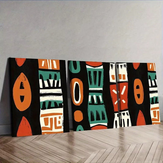 3pcs African patterns Shapes Colors Designs  Wall Art Set Canvas Framed 40x60cm - High Quality Print 100% Australian Made Wall Canvas Ready to Hang