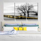 3pcs Black and White Tree & Golden Bridge   Metal Print Ready to Hang Art