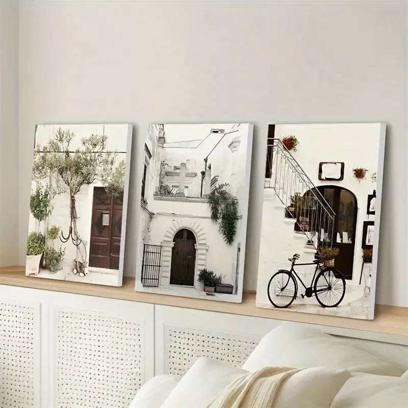 3pcs Italy Cityscape Oil Painting Canvas Framed 40x60cm - High Quality Print 100% Australian Made Wall Canvas Ready to Hang