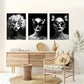 3pcs Monochrome Butterfly Women Portrait Design Metal Print Ready to Hang Art