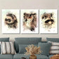 3pcs Watercolor Ferret Raccoon Owl, Animal   Metal Print Ready to Hang Art