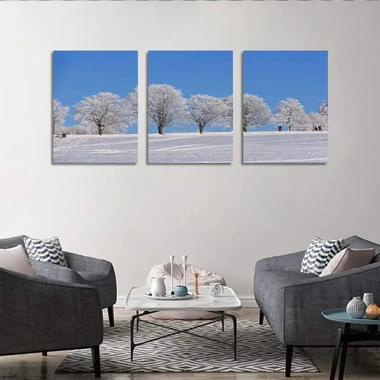 3pcs Snow Facing North Natural Scenery Metal Print Ready to Hang Art