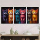 3pcs Colorful Cartoon Cats Animal Metal Print Ready to Hang Art