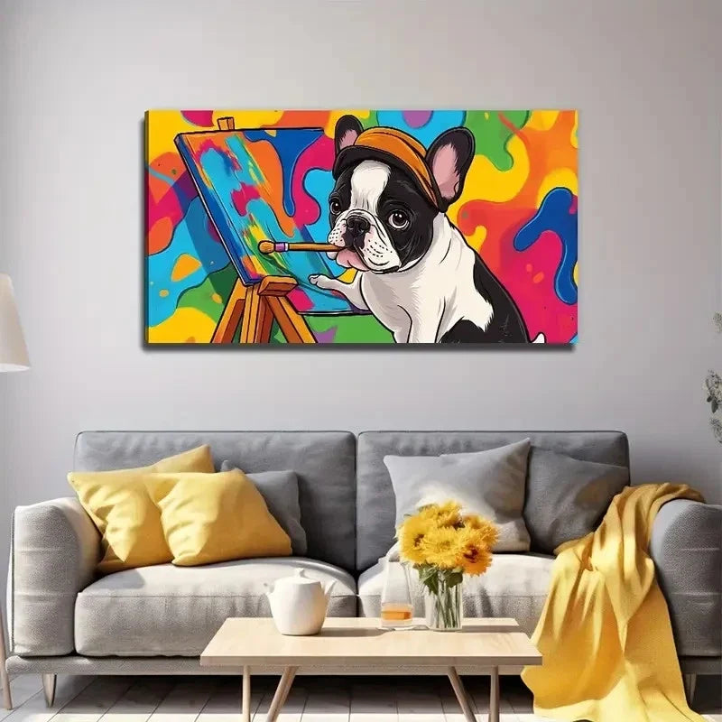 Painting Of The Dog Perfect Wall Art Canvas Office Home Room Framed 120x60cm