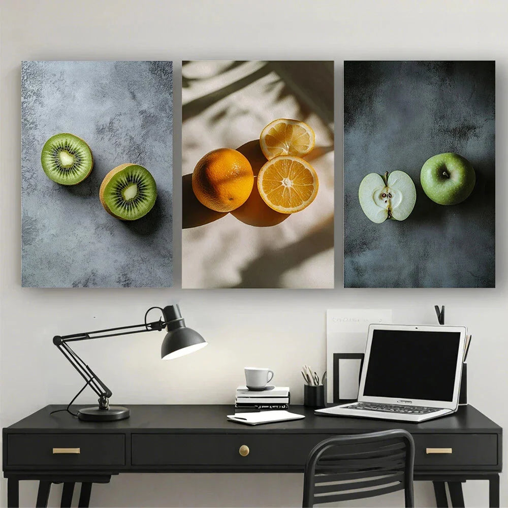 3pcs Fruit Theme Under the Sunshine Metal Print Ready to Hang Art