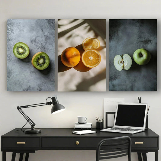 3pcs Fruit Theme Under the Sunshine Metal Print Ready to Hang Art