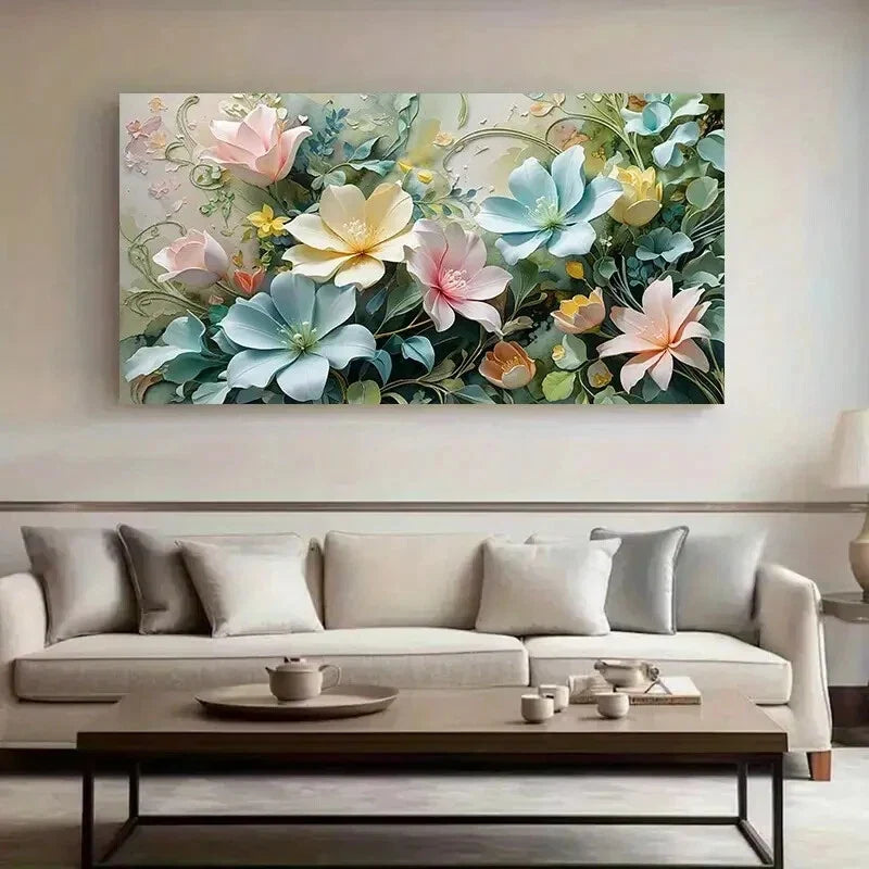 Abstract Green Rose Flower wall canvas office home room framed 120x60cm