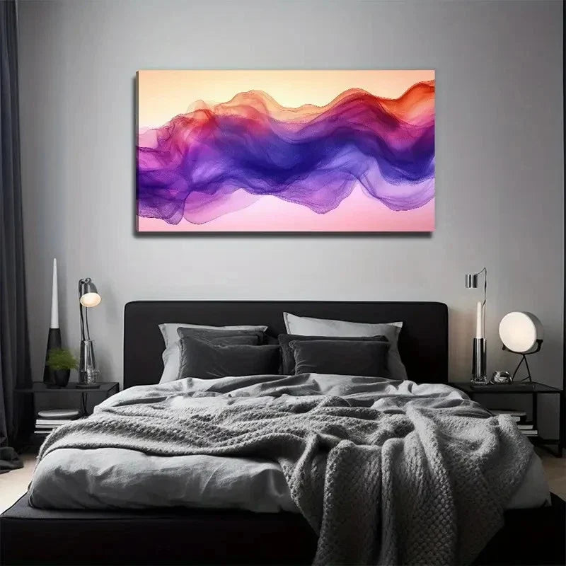 Vibrant Swirling Color Abstract Wall Art Canvas Office Home Room Framed 80x45cm