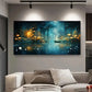 Abstract Forest Boat Lake wall canvas office home room framed 120x60cm