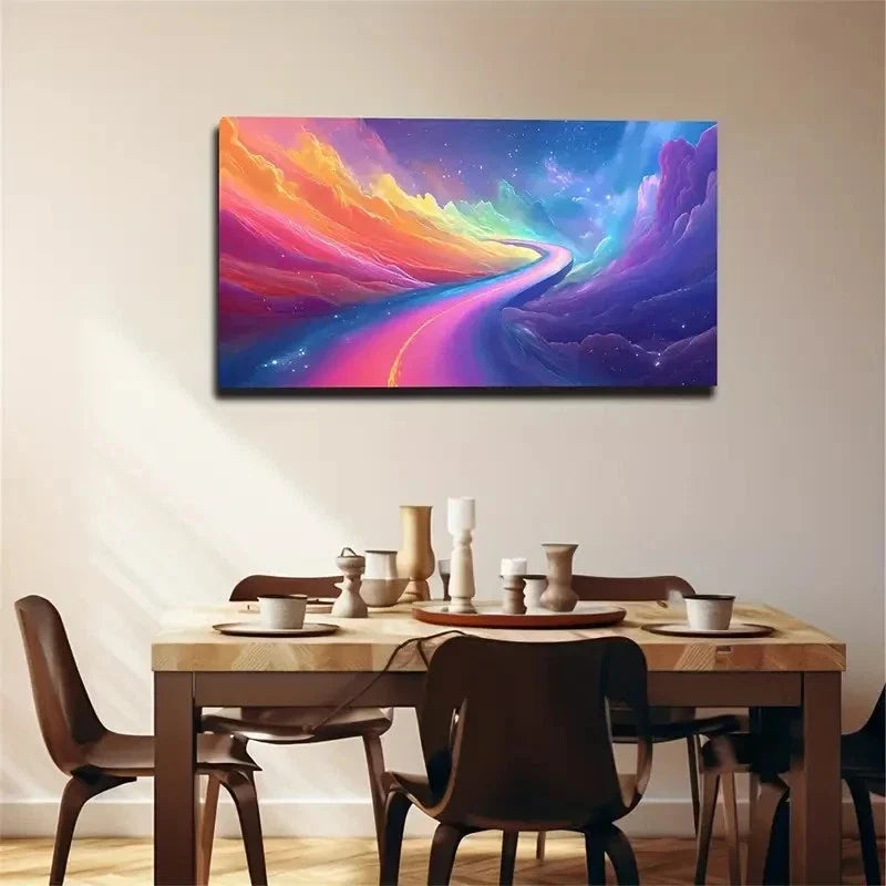 Colorful Path Abstract Wall Art Canvas Office Home Room Framed 80x45cm