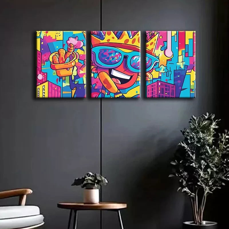 3pcs  Featuring Lively Cartoon Design  Wall Art Set Canvas Framed 40x60cm - High Quality Print 100% Australian Made Wall Canvas Ready to Hang