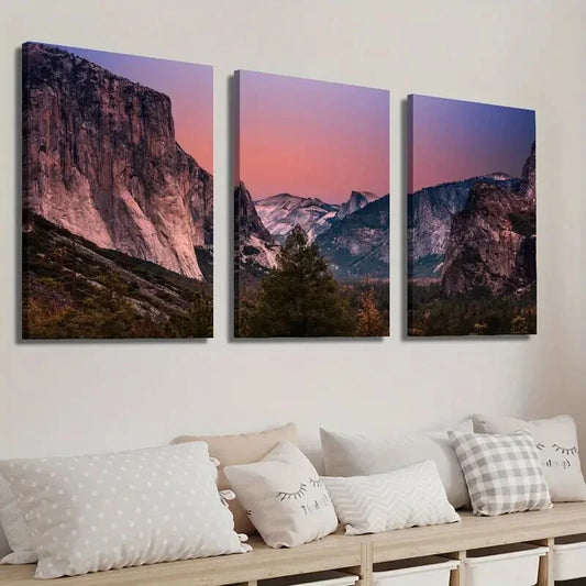 3pcs Sunset in Yosemite Valley Wall Art Set Canvas Framed 40x60cm - High Quality Print 100% Australian Made Wall Canvas Ready to Hang