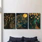 3pcs Depicting a Girl Illuminated by The Moon Metal Print Ready to Hang Art