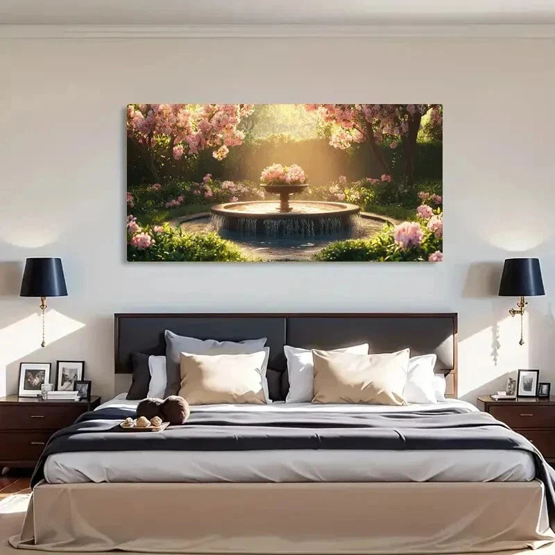Spring Garden Scene Flowers Wall Art Canvas Office Home Room Framed 120x60cm